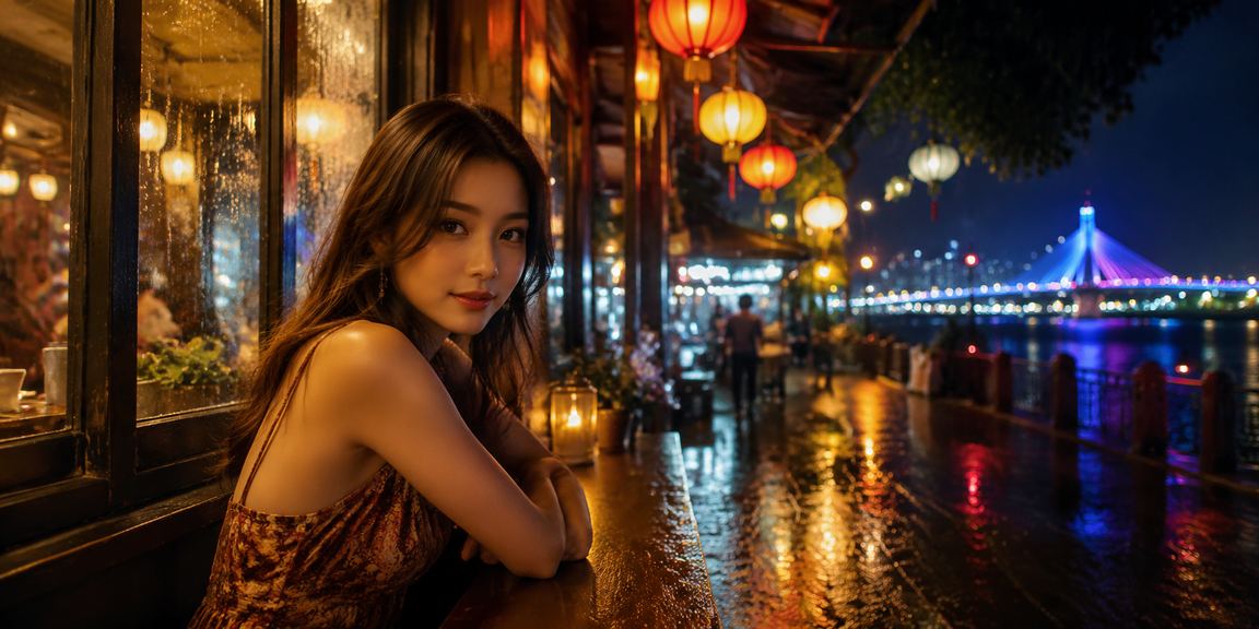 Người dùng Đà Nẵng chơi slot game trong quán cà phê với giao diện tiếng Việt